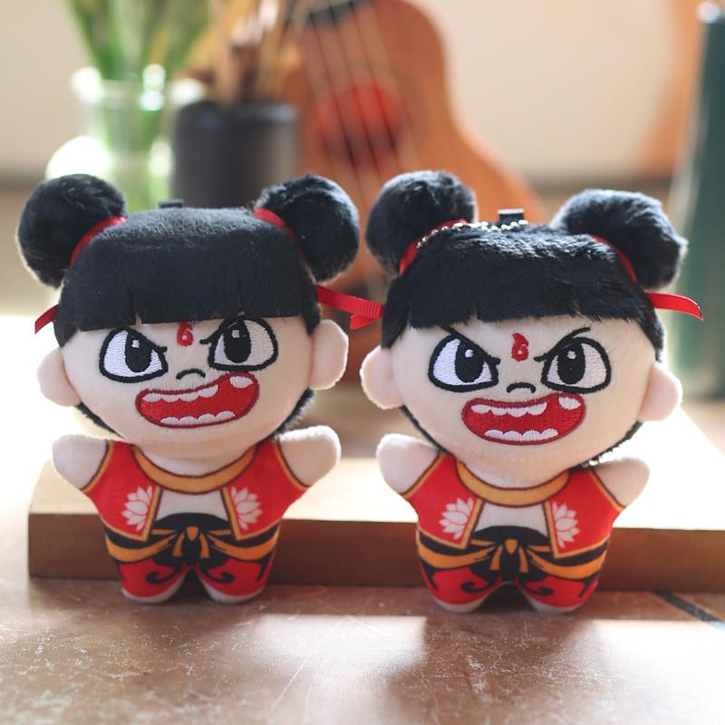 Plush Nezha Doll Keychain Mythology Collectible Pp Cotton Stuffed Gift For Kids