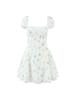 French Country Floral Waist-Cinched Camisole Dress, Summer Patchwork Petite Puff Sleeve Short Skirt