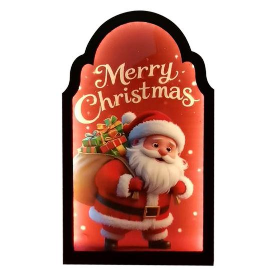 Christmas Hologram Mirror Light-up 3D Visual Effect Santa Claus Ornament USB Powered Holographic Xmas Tree Santa Decoration for Home Festive Decor
