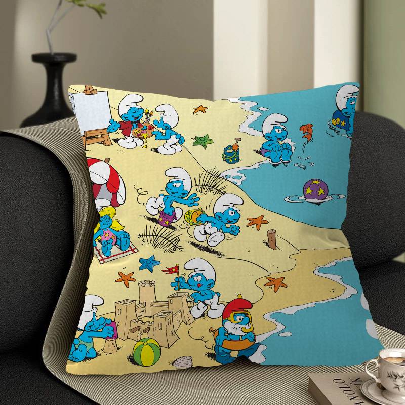 Cartoon Cute S-Smurfs Personalized Pillow Cover Kids Bedroom Wild Party Decor Pillowcase Kid Birthday Shower Gift