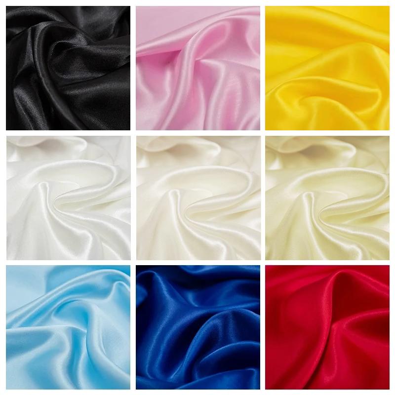 0.5m/1m/5m Solid Color Satin Lining Fabric for Sewing Dress Lining Pajamas Wedding Party Decoration Gift Box DIY Clothing Fabric