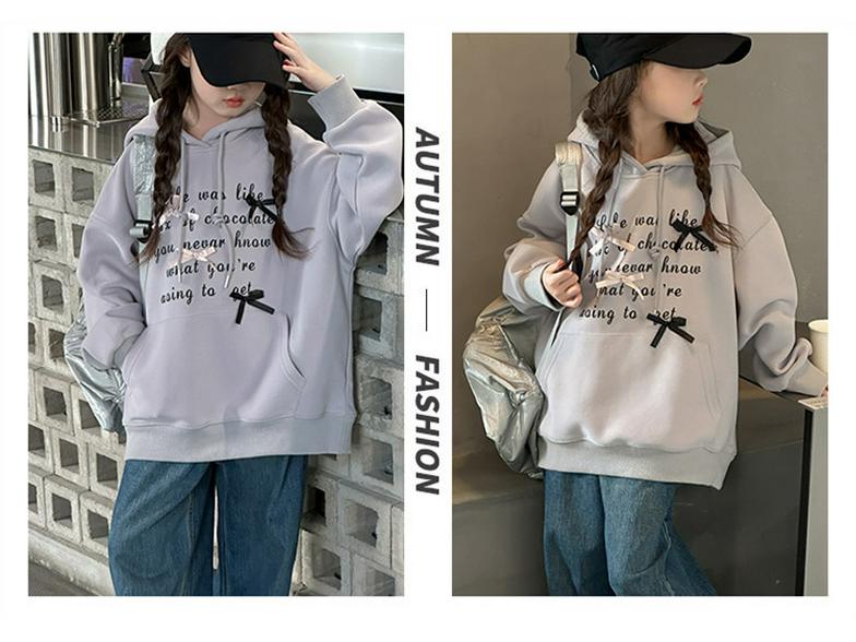 Mädchen Sweatshirt mit Kapuze im koreanischen Stil - 2025 Frühling/Herbst Mode Pullover für ältere Kinder