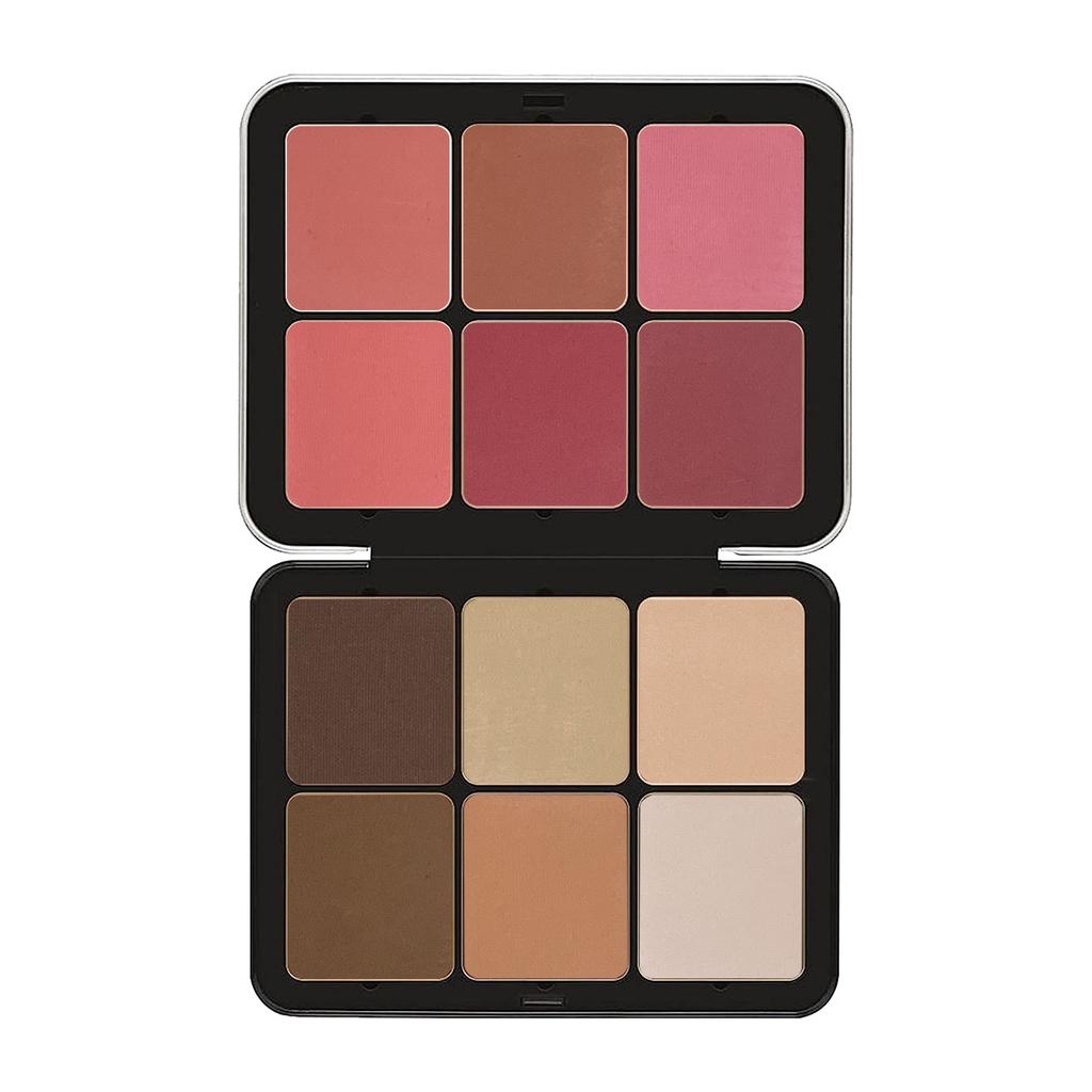 12-Color Blush Iron Box Matte Pearlescent Rouge Makeup Highlight Grooming Plate