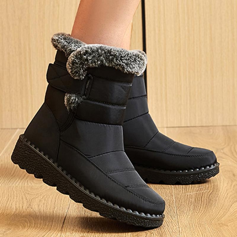 Schnee Damenstiefel Plateau Schuhe Damen Wasserdicht Damenschuhe Weiche Stiefeletten Einfarbig Damen Winterschuhe Stiefel Botas Mujer