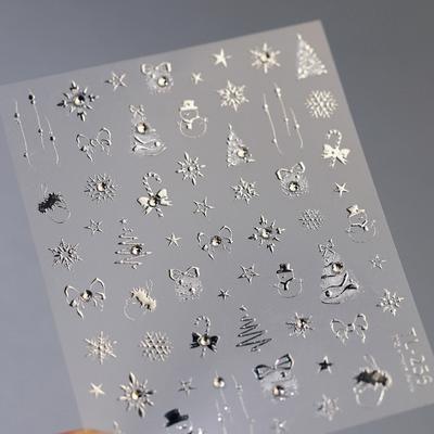 Inverno Natale Adesivi 3D Goffrati Adesivi per Nail Art Decorazione Nail Art Decalcomania Manicure