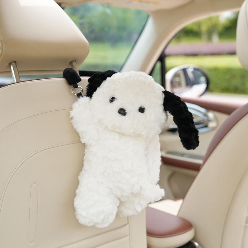 Plush Monkey Car Tissue Holder: Cute Cartoon Doll Pull-Out Tissue Box for Interior.