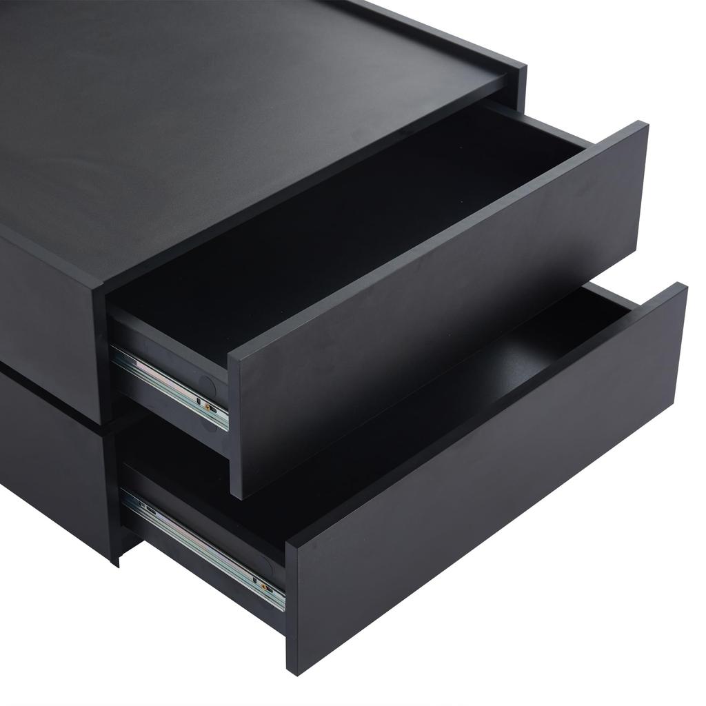 Couchtisch quadratische Drehbarer Moderner 2 Schubladen, kreativer Sofatisch Kaffeetisch, Beistelltisch Mitteltisch Home Office, Schwarz