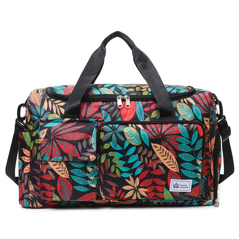 Summer new dry and wet separation printed fitness bag independent shoe compartment storage yoga bag short trip sports bag