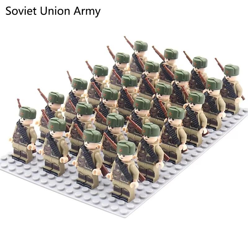 24 Stück Zweiter Weltkrieg Militärserie, Bausteine, Phalanxen, Krieger, Minifiguren, humanoide Puppen, Spielzeug und Geburtstagsgeschenke.