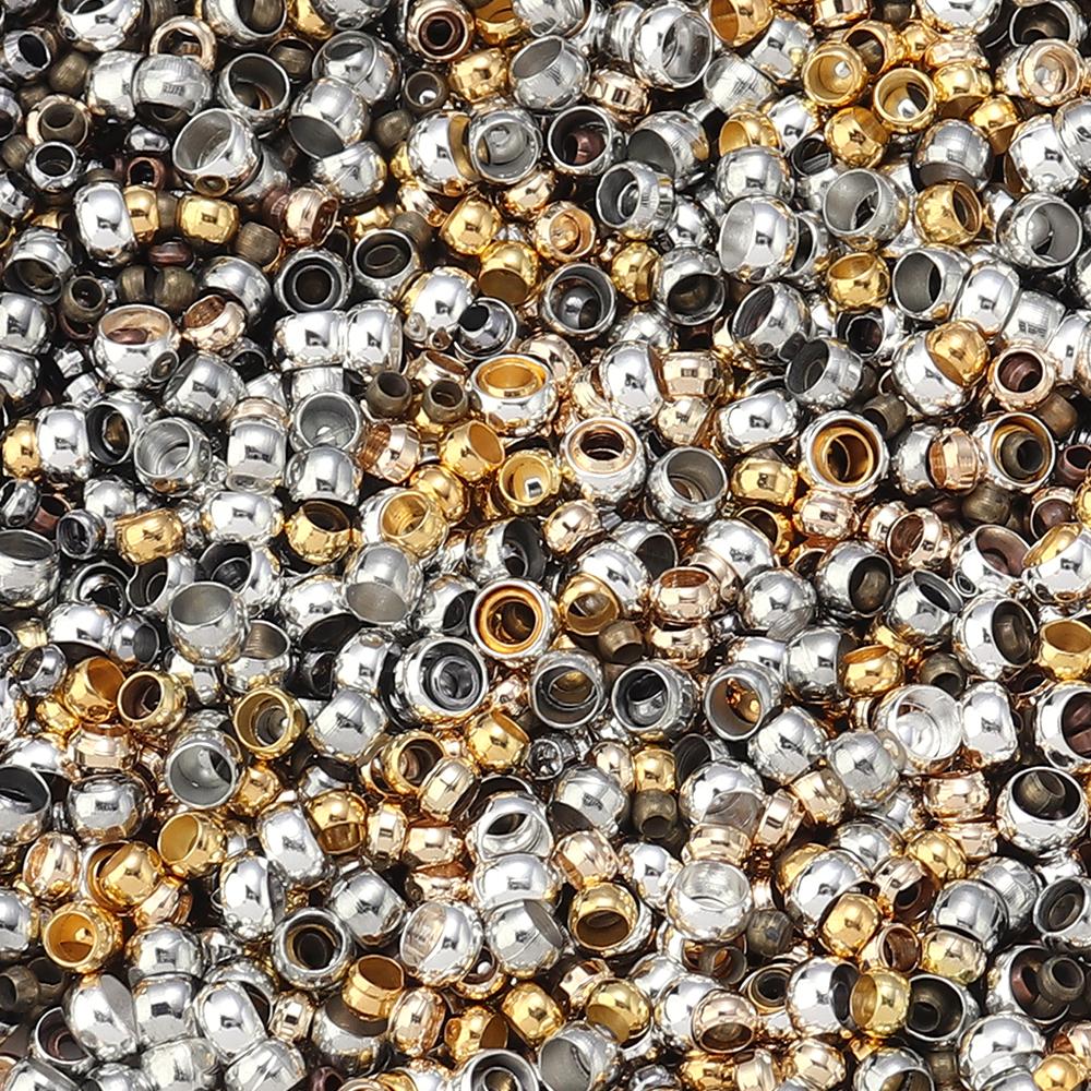 200pcs/lot 2/2.5/3/3.5/4mm Copper Spacer Beads Loose Beads Big Hole Beads For Jewelry Making DIY Handmade Accessories