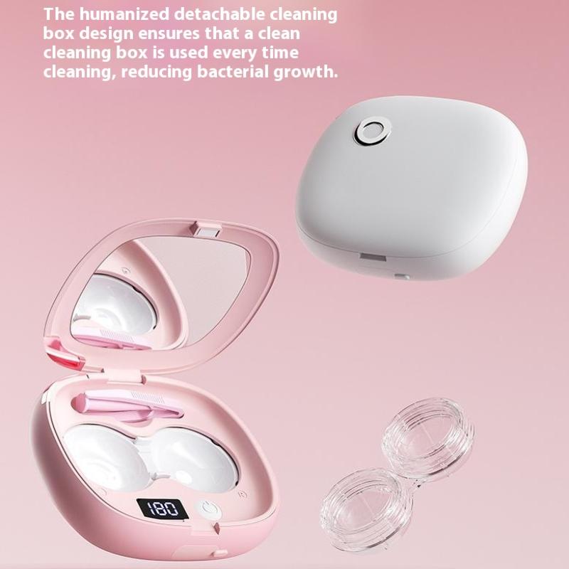 Contact Lens Ultrasonic Cleaning Machine Small Size Travel Rechargeable 3 Gear Cleaning Modes With Mirror Cleaning Box Adults