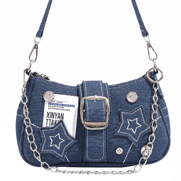 Y2K Spicy Girl Crescent Chain Denim Bag