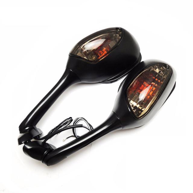 Kolip Motorcycle Rearview Side Mirrors for Suzuki GSXR 600 750 1000 with Turn Signal Light Black hood