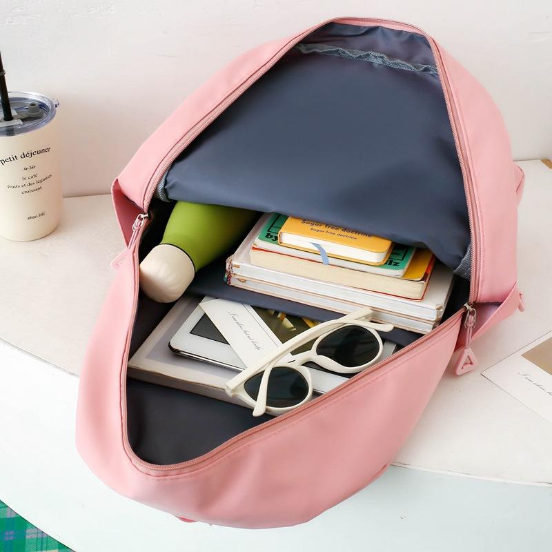 Casual Backpack Multi Component Lightweight School Bag for Junior and Senior High School Students Large Capacity Solid Color School Bag