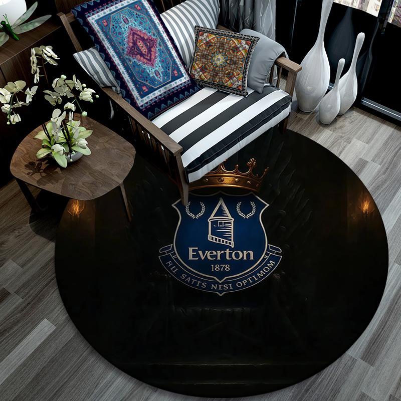 Everton FC Round Area Rug,Carpet Rug for Living Room Bedroom Sofa Playroom Decor,Non-slip Floor Mat