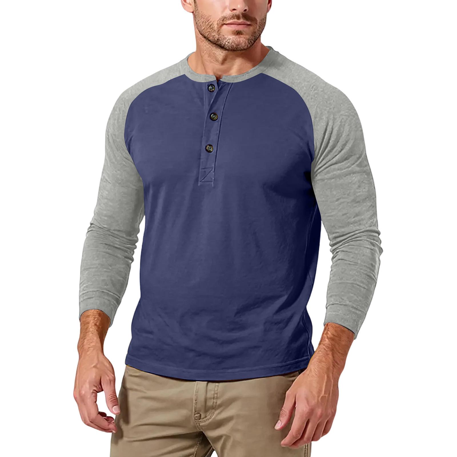 

Men s Casual Solid Color Buckle Quick Dry Shoulder Long Sleeved M