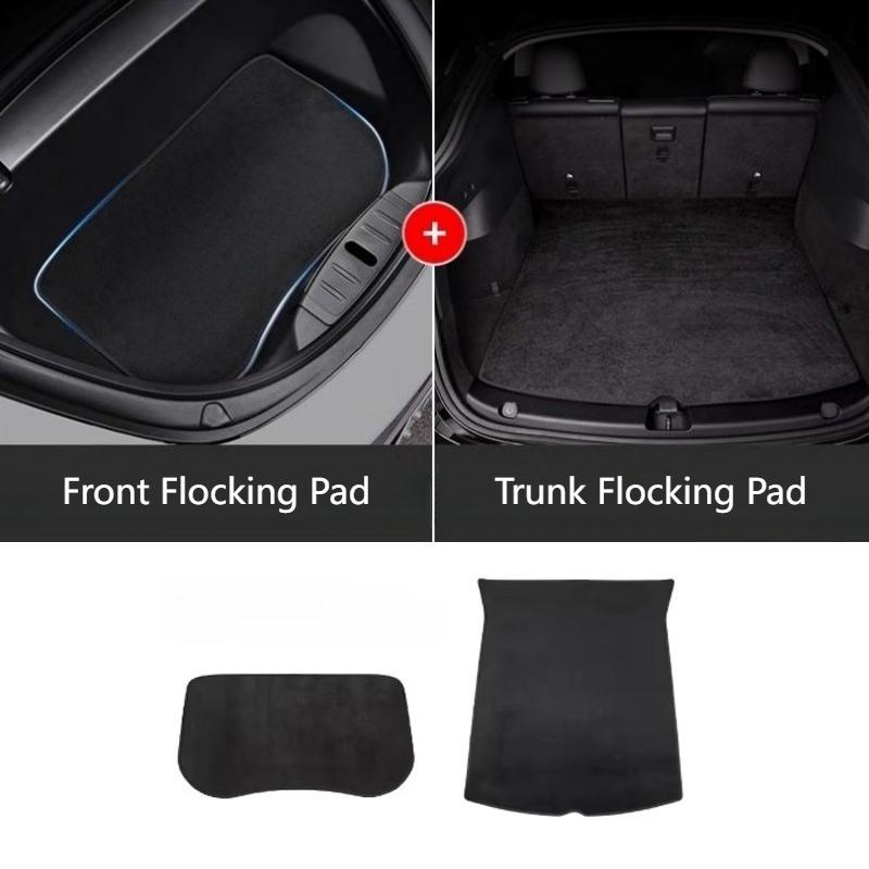 For Tesla Model 3/Y/3+ Car Front Rear Trunk Mat Pad Storage Box Non-slip Mats Dust-proof Flocking Fabric 2017-2024 Accessories