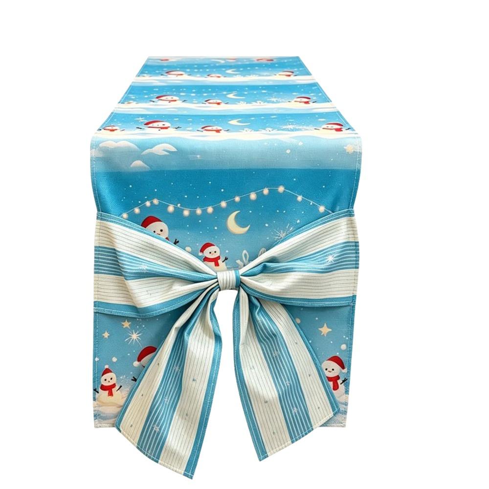 Bows Accents Holiday Table Runner Golden Accents Festive Table Decoration Winter Xmas