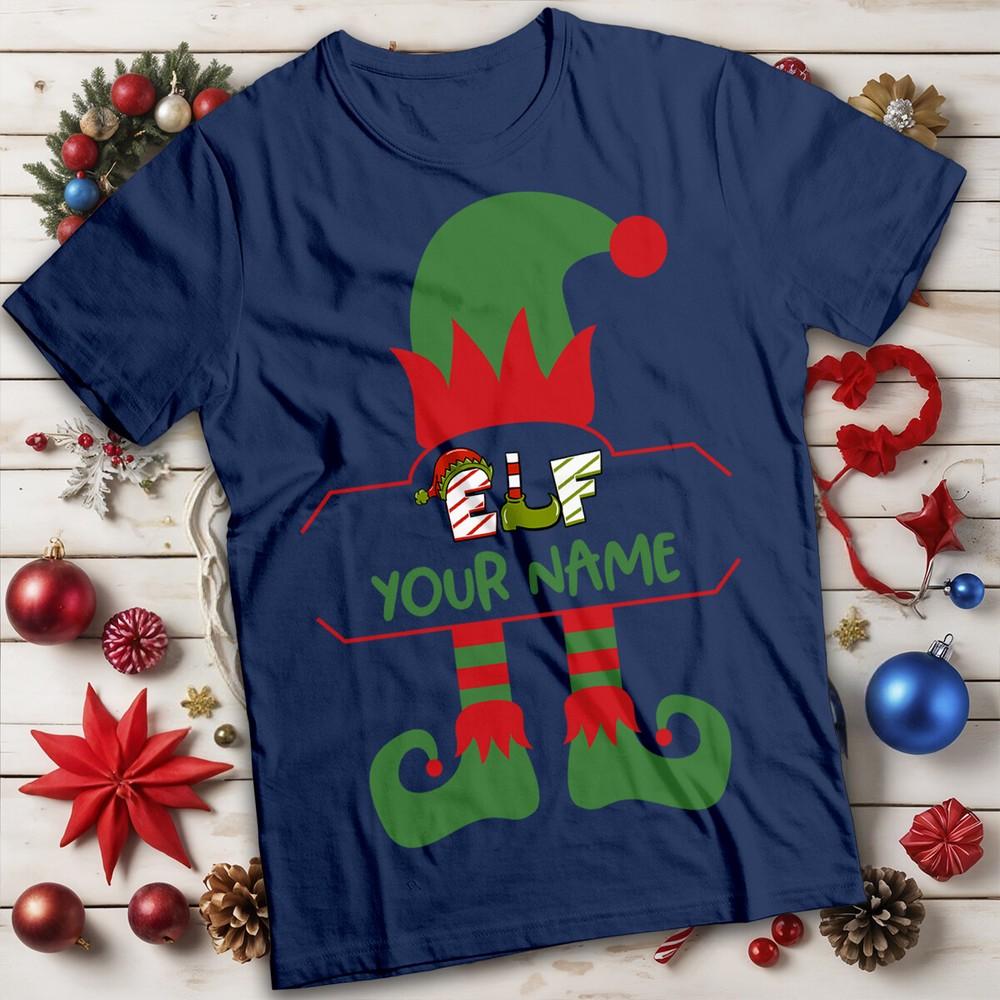 Personalised Unisexs And Unisexs Elf Hat Christmas Tshirt Tee Mc