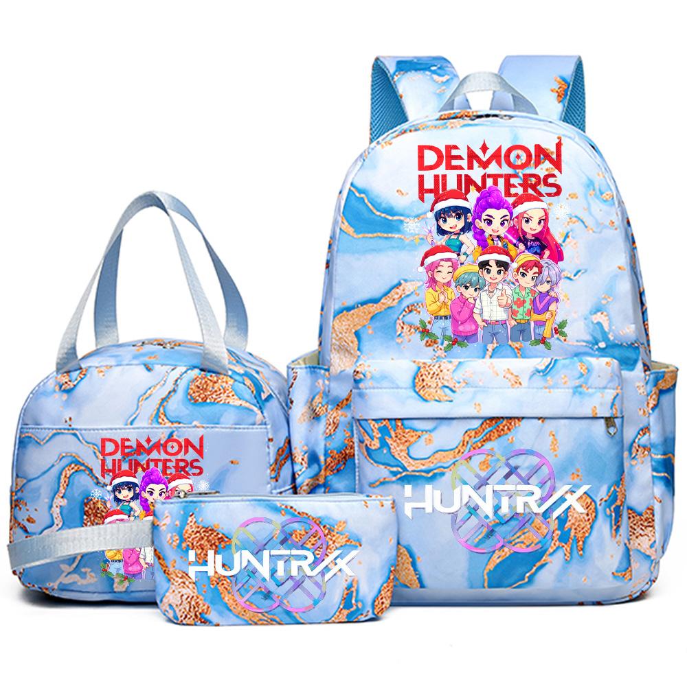 3Pcs/set Christmas K-pop Printed Backpack Handbag Pencil Case for Teenager Student Girl Boy Bookbag Schoolbag Women Large Capacity Travel Bag Kid Gift