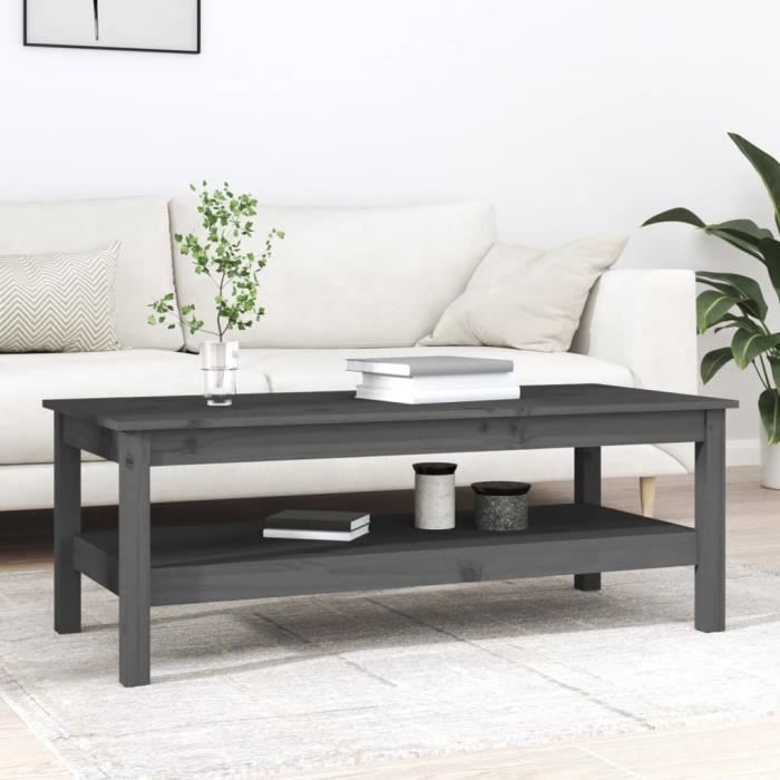 VidaXL Table basse Gris 110x50x40 cm Bois massif de pin 814276