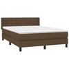 3129716 vidaXL Lit à sommier tapissier avec matelas Marron foncé 140x200 cm
