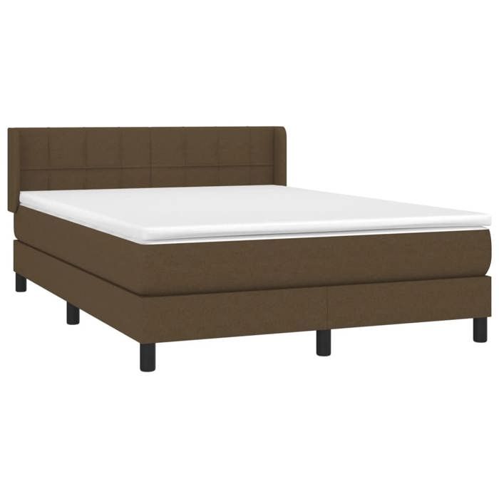 3129716 vidaXL Lit à sommier tapissier avec matelas Marron foncé 140x200 cm