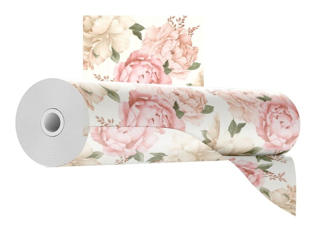 Růžové květiny papírová nástěnná tapeta 10 m