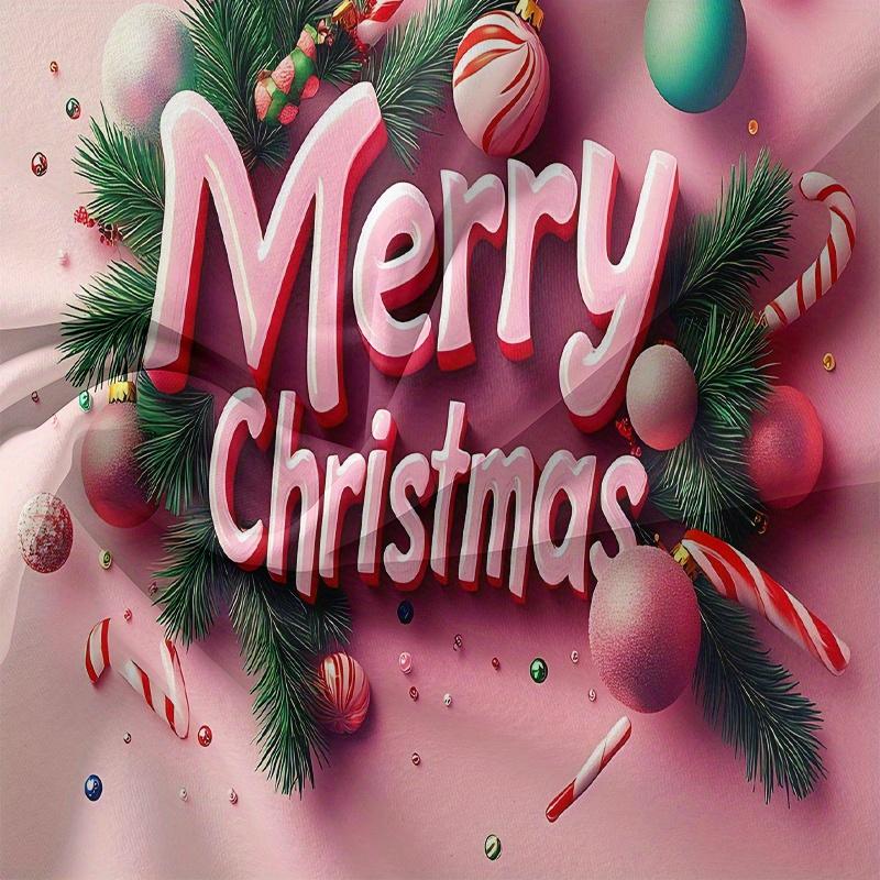 3pcs 3D Merry Christmas Theme Bedding Set, Pink Merry Christmas Alphabet Print Duvet Cover Set (1*Duvet Cover + 2*Pillowcases)