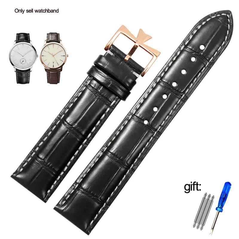 19mm 20mm 21mm 22mm Echtes Leder Uhrenarmband Ersatz für Vacheron Constantin Patrimony VC Schwarzes Blaues Braunes Rindsleder Armband