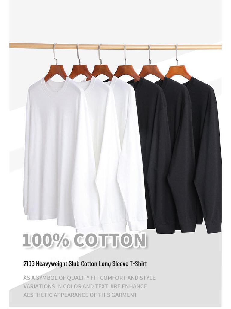 Unisex Geripptes Langarm T-Shirt aus reiner Baumwolle | Lässig locker Basisschicht