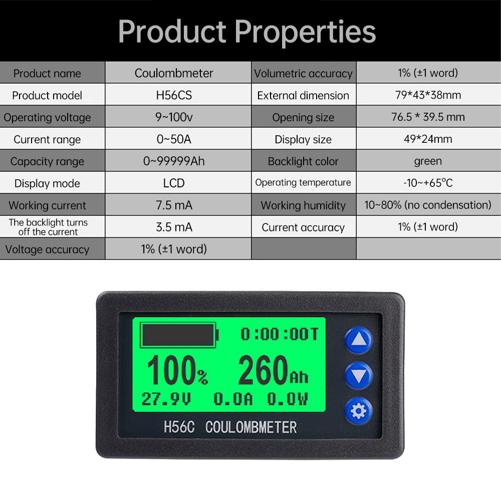 DC 111V 11A/11A/111A Battery Coulometer Professional Precision Digital Battery Capacity Tester for LiFePo Coulomb Counter Meter