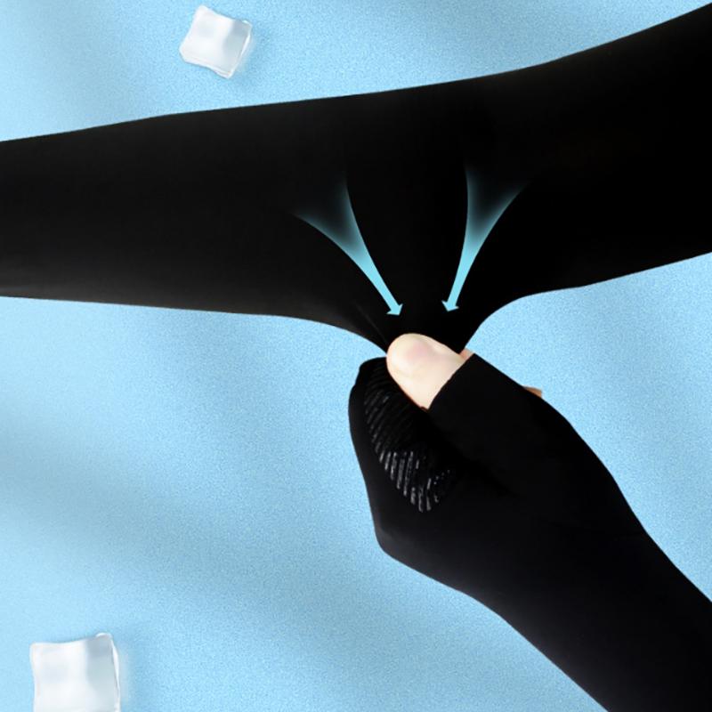 1Pair Sport Arm Sleeves Cycling Running Fishing Climbing Arm Cover Gloves Sun Uv Protection Ice Cool Sleeves With 5-Finger Cuff