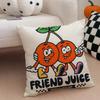 Retro Pop Cartoon Food Cushion Cover Throw Pillow Cover Hidden Button Durable Polyester Chair Cushion