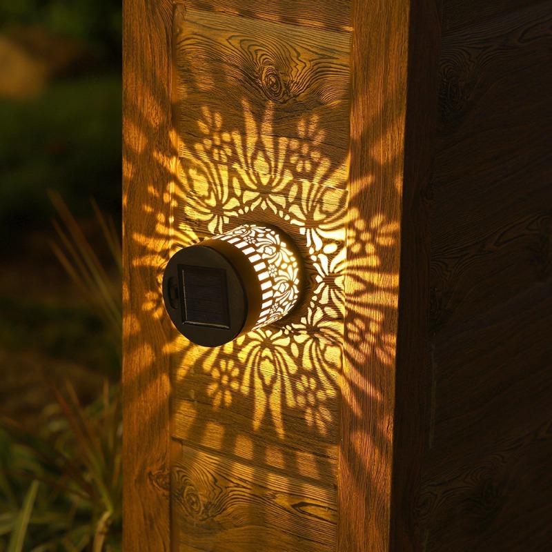 1/4 Pack Solar Hollow Peony Wall Lamps, Iron Outdoor Garden Decor Lights, Waterproof Yard Lighting, Party Decor Gift