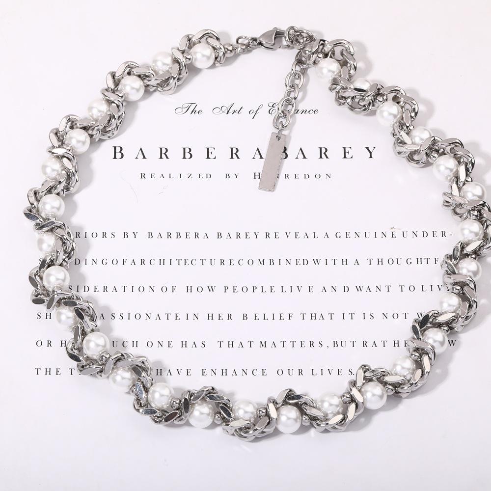 Unisex High-End Twisted Pearl Necklace - Non-Fading Hip Hop Clavicle Chain