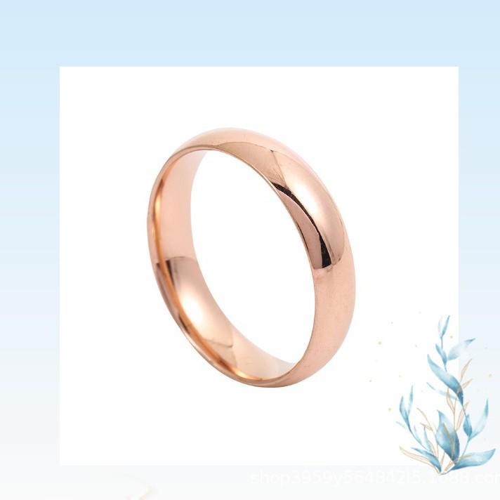 4mm Titanium Steel Polished Wedding Bands - Simple Stainless Steel Round Rings for Couples