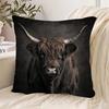 1 ultra-soft highland cow pillowcase with a fine highland cow motif on a black background