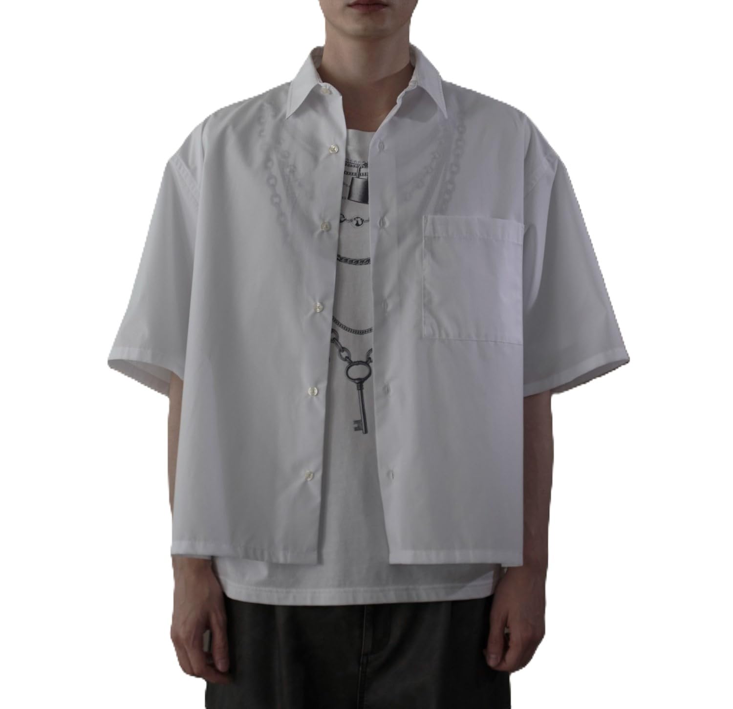 

WEGO Мужская рубашка с коротким рукавом из широкой ткани, свободного кроя, летняя, простая, размер M, рубашка, одежда, стиль, белая, белый