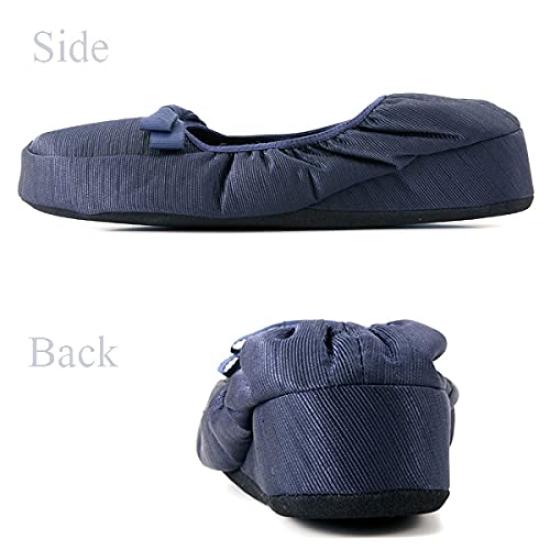 Kirsch Blute Portable Slippers with Room Grosgrain and Mini 3.5cm Heels, Shoes, Navy, Ribbon, KS35C-NS20 (L)
