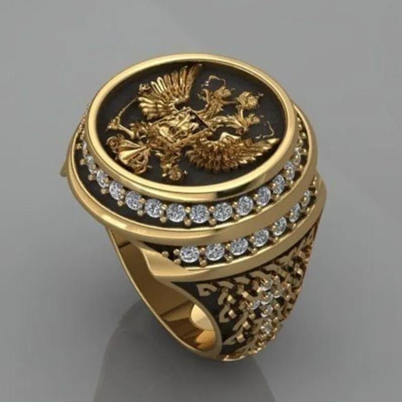 Hot-selling retro gold eagle diamond ring, a creative and fashionable men's ring with a European and American style