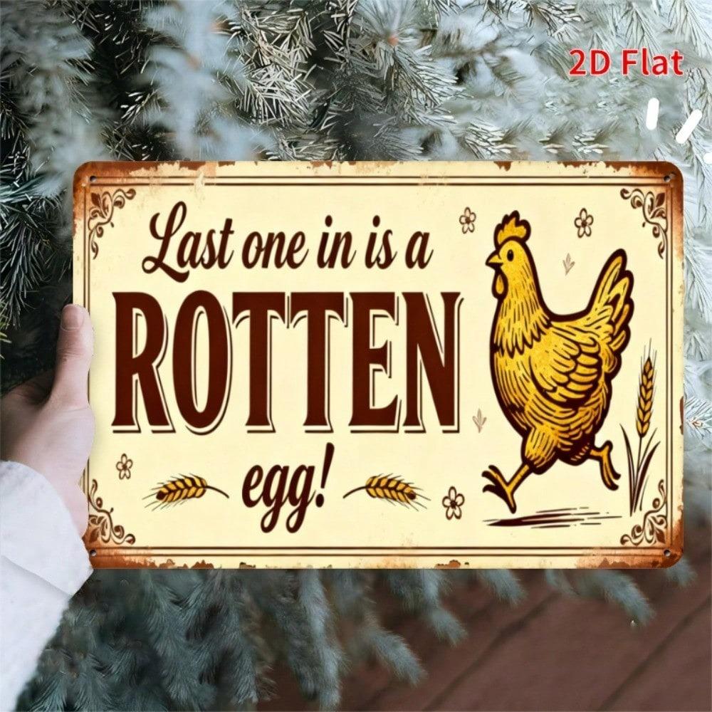 Vintage Metal Rooster Wall Sign for Kitchen