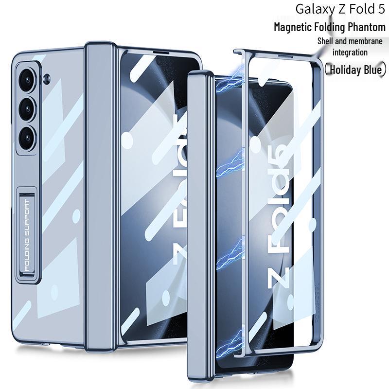 Samsung Z Fold5 Electroplated Transparent Case with Hinge Protection and Foldable Screen Bracket