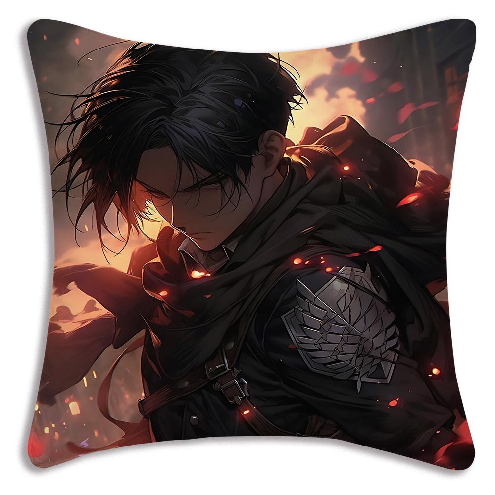Anime Attack On Titan Pillow Covers Cartoon Sofa Decorative Home Doublesided Printing Short Plush Cute Cushion Cover