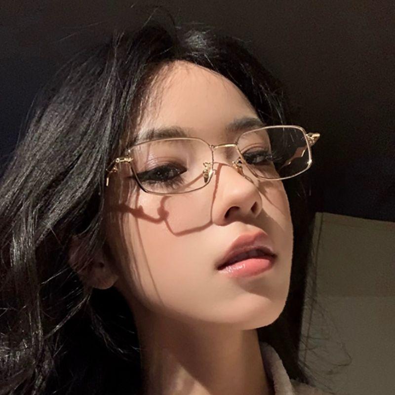 Y2K Harajuku Retro Small Square Frame Glasses for Women Metal Eyeglasses Clear Reading Spectacle Blue Light Blocking Eyewear