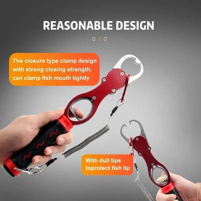 Clește de buze pentru pescuit, Clește pentru pește, Mâner de mână, Portabil, Aliaj de aluminiu, Mâner pentru pește, Prindător de cârlig, Cu cântar, Accesorii de pescuit