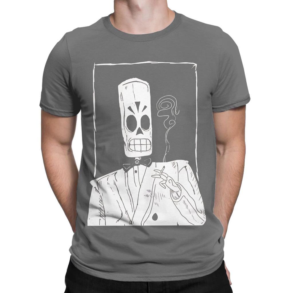 Unisex TShirt Skeleton Smoking Vintage Cotton Tees Short Sleeve T Shirt Round Collar Clothes Gift Idea