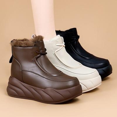 Martin Boots Women's Autumn and Winter New Versatile Thick-soled Heightening Snow Cotton Warm Short Boots Snow Boots