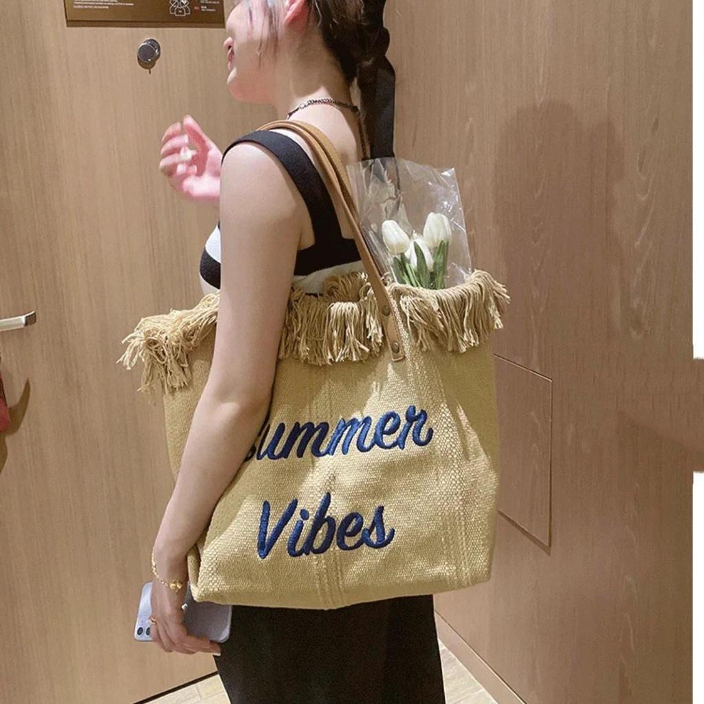 Sac Féerique Sac à Main Shopping Épaule & Cabas à Pompons Brodé pour Femmes