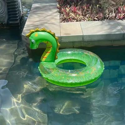 Cartoon Dinosaurier Pool-Schwimmring, Aufblasbarer Schwimmring mit Glitzer für Kinder